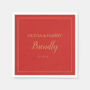 Serviette En Papier Script élégant Papier rouge de Noël Napkin