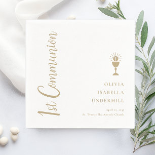 Serviette En Papier Script Girls 1st Communion