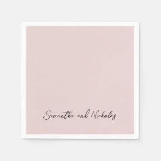 Serviette En Papier Script minimaliste de calligraphie rose poussiéreu
