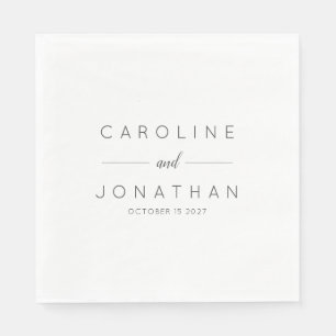 Serviette En Papier Script minimaliste moderne mariage blanc personnal