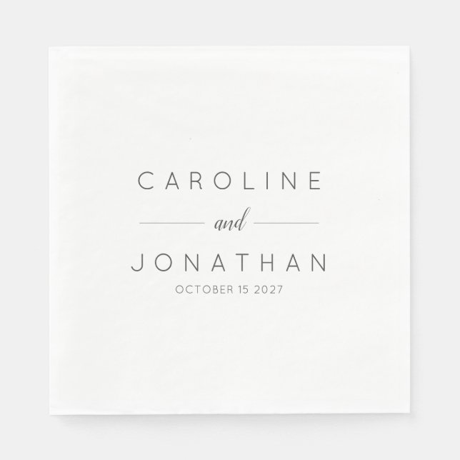 Serviette En Papier Script minimaliste moderne mariage blanc personnal (Devant)