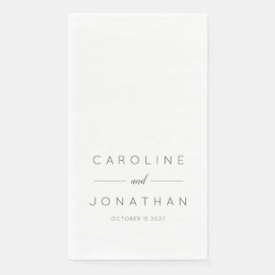 Serviette En Papier Script minimaliste moderne mariage blanc personnal