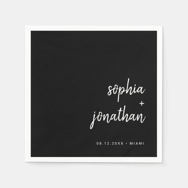 Serviette En Papier Script minimaliste moderne | Serviettes de Mariage (Devant)