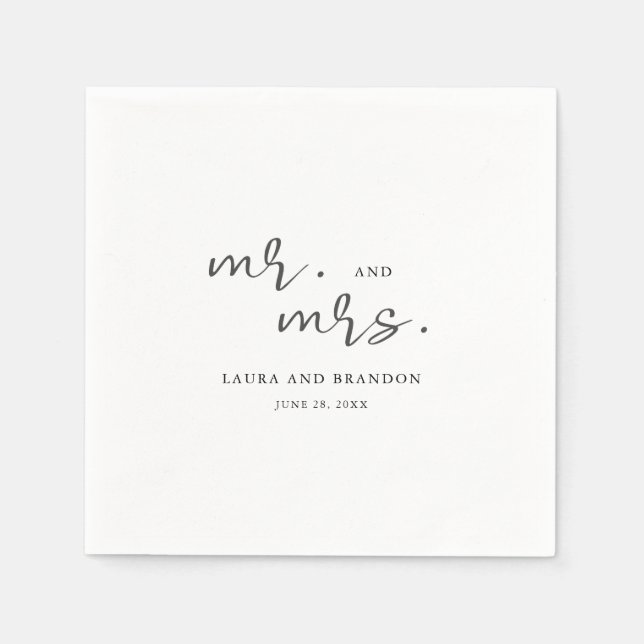 Serviette En Papier Script minimaliste moderne simple M. et Mme. (Devant)