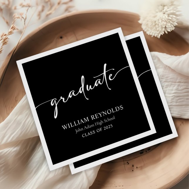 Serviette En Papier Script moderne Diplôme photo simple (Créateur téléchargé)