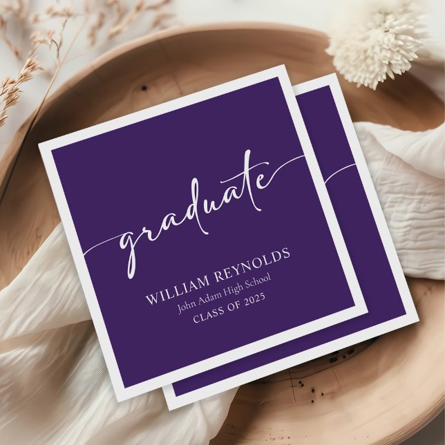 Serviette En Papier Script moderne Diplôme photo simple (Créateur téléchargé)