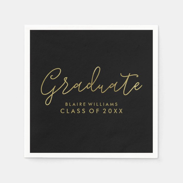 Serviette En Papier Script moderne Graduation personnalisée (Devant)