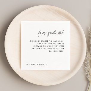 Serviette En Papier Script moderne noir et blanc Fun Fact # 2 Mariage
