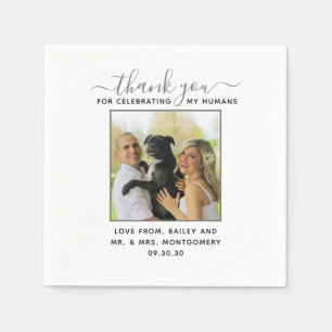 Serviette En Papier Script moderne Personnalisé Animaux Mariages Photo