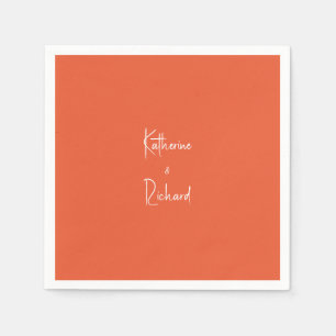 Serviette En Papier Script Names Orange Mariage Cocktail Napkins