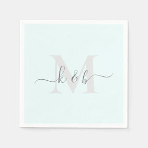 Serviette En Papier Script Personnalisé mariage Icy Blue Cocktail