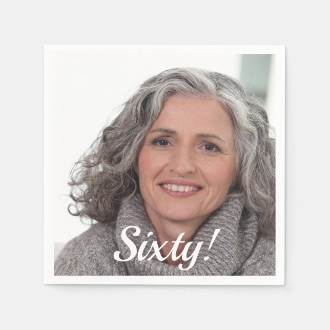 Serviette En Papier Script photo de 60e anniversaire (Devant)