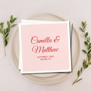 Serviette En Papier Script romantique rose Mariage personnalisé servie