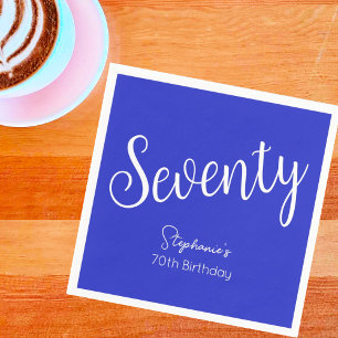 Serviette En Papier Script simple moderne Royal Blue 70th Birthday
