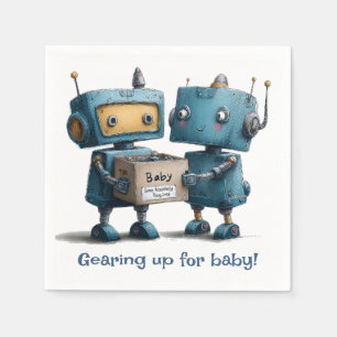 Serviette En Papier Se préparer pour bébé - Baby shower robotique