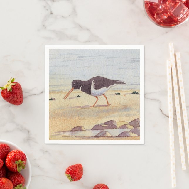 Serviette En Papier Sea Bird Oystercatcher Beach Wildlife Paper Napkin (En situation)
