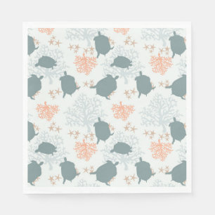 Serviette En Papier Sea Turtle Coral Reef Beach Motif