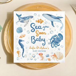 Serviette En Papier Sea You Soon Coastal Baby Shower