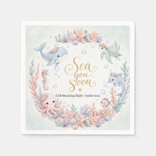 Serviette En Papier Sea You Soon sous la mer Fête de bébé neutre