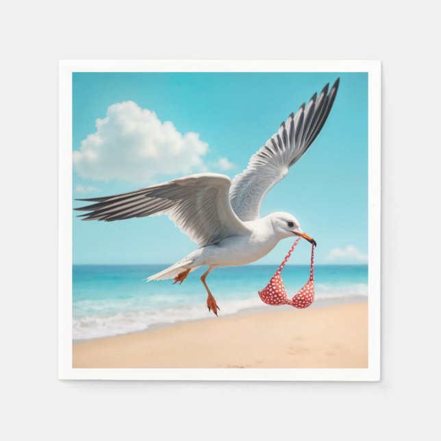 Serviette En Papier Seagull Flying With a Bikini Top (Devant)