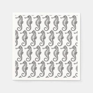 Serviette En Papier Seahorse Black