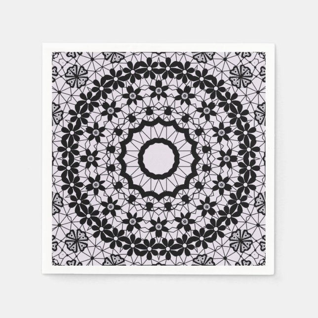 Serviette En Papier Seamless black lace lacy retro ornamental romantic (Devant)