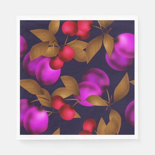Serviette En Papier Seamless dark plum fruits purple berries cherry (Devant)