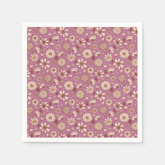 Serviette En Papier Seamless Floral pattern maroon