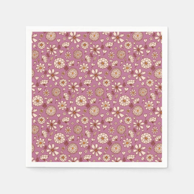 Serviette En Papier Seamless Floral pattern maroon (Devant)