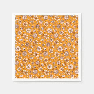 Serviette En Papier Seamless Floral pattern orange