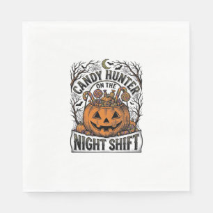 Serviette En Papier Seau de bonbons citrouille Gravure vintage Hallowe