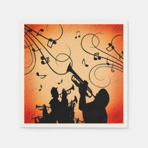 Serviette En Papier Section Trumpet Jazz Musique Orange Rust