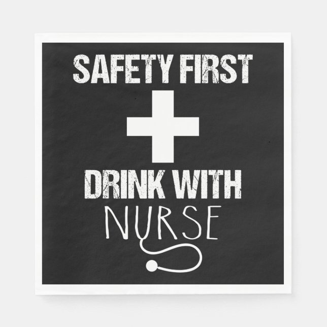 Serviette En Papier Sécurité Première Boisson Avec Infirmière (Devant)