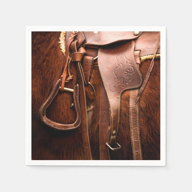 Serviette en papier Selle de Cheval Élégante (Devant)