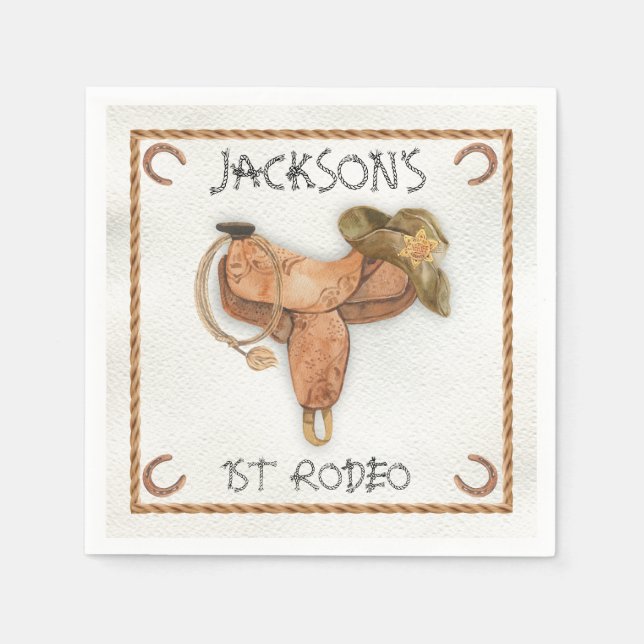 Serviette En Papier Selle de rodéo de l'Ouest Cowboy (Devant)