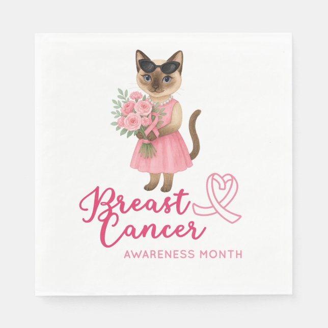 Serviette En Papier Sensibilisation au cancer du sein Thème fleuriste  (Devant)