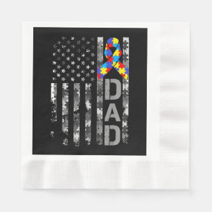 Serviette En Papier Sensibilisation sur l'autisme Papa USA Drapeau Fêt