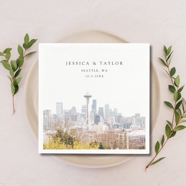 Serviette En Papier Serattle Mariage Personnalisé Cocktail serviettes (Seattle Wedding Napkin)