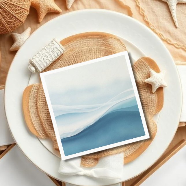 Serviette En Papier Serene Blue Abstract Wedding (Serene Blue Abstract Wedding Napkins)