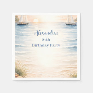 Serviette En Papier Serene Coastal Sail Birthday