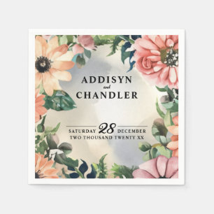 Serviette En Papier Serene Garden Wreath : Pastel Floral Elegance
