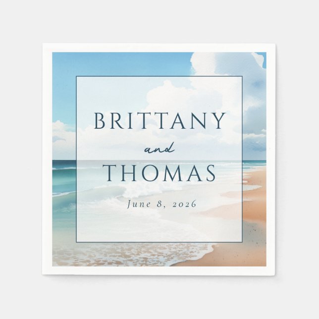 Serviette En Papier Serene Pastel Beach Waves (Devant)