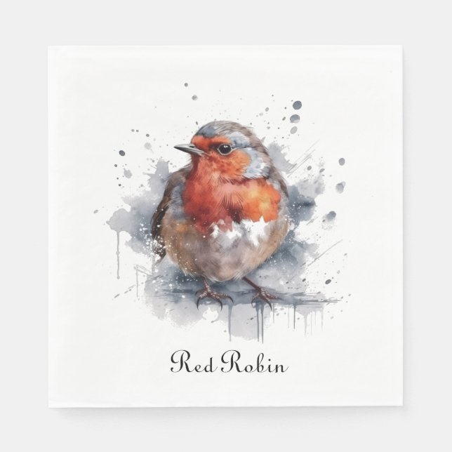 Serviette En Papier Serene Robin, personnalisée (Devant)