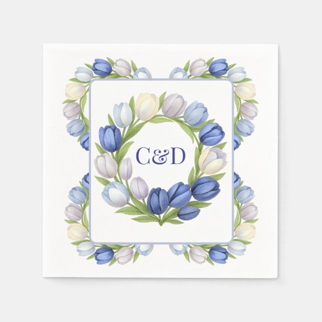 Serviette En Papier Sérénité en Fleur Pastel Tulip Floral Maison Décor (Devant)