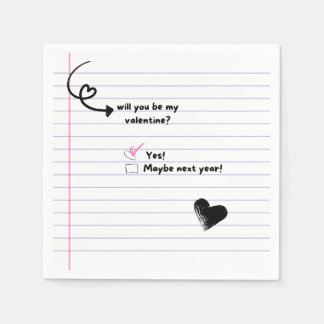 Serviette En Papier Serez-Vous Mon Valentine Note Naples