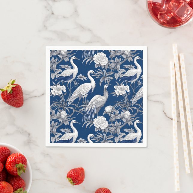 Serviette En Papier Série Chinoserie bleu et blanc Design 7 (En situation)