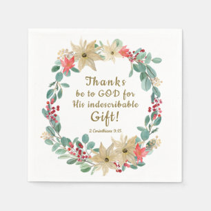 Serviette En Papier Serment de Noël Merci à Dieu Bible Verse