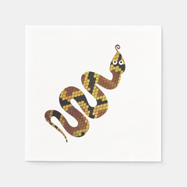 Serviette En Papier Serpent Brown et Silhouette Or (Devant)