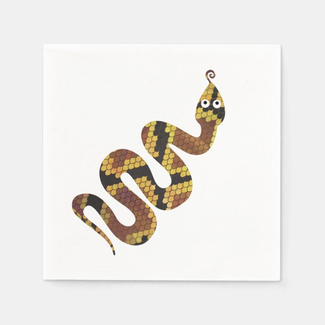 Serviette En Papier Serpent Brown et Silhouette Or (Devant)