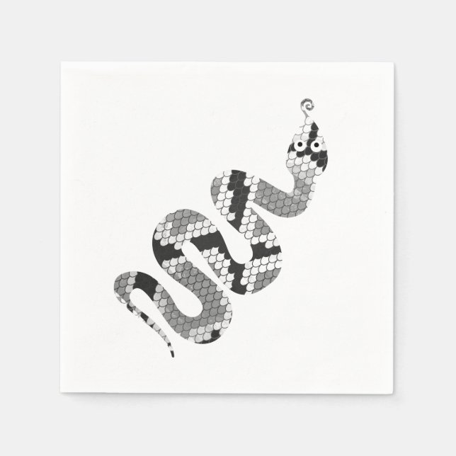 Serviette En Papier Serpent gris et silhouette gris clair (Devant)